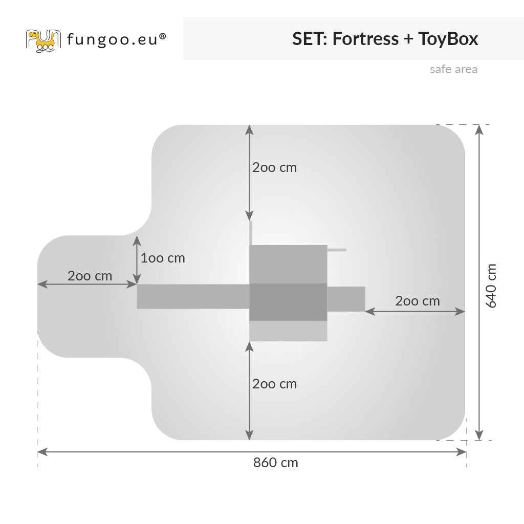 Spielturm Fungoo Fortress Toybox inkl. Rutsche, Kletterseil und Spielzeugkiste
