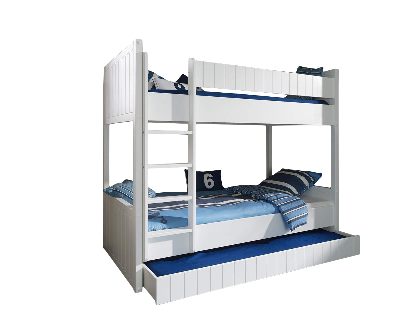 Etagenbett Romy inklusive Bettkasten + 2 Lattenrostplatten Holz MDF weiß