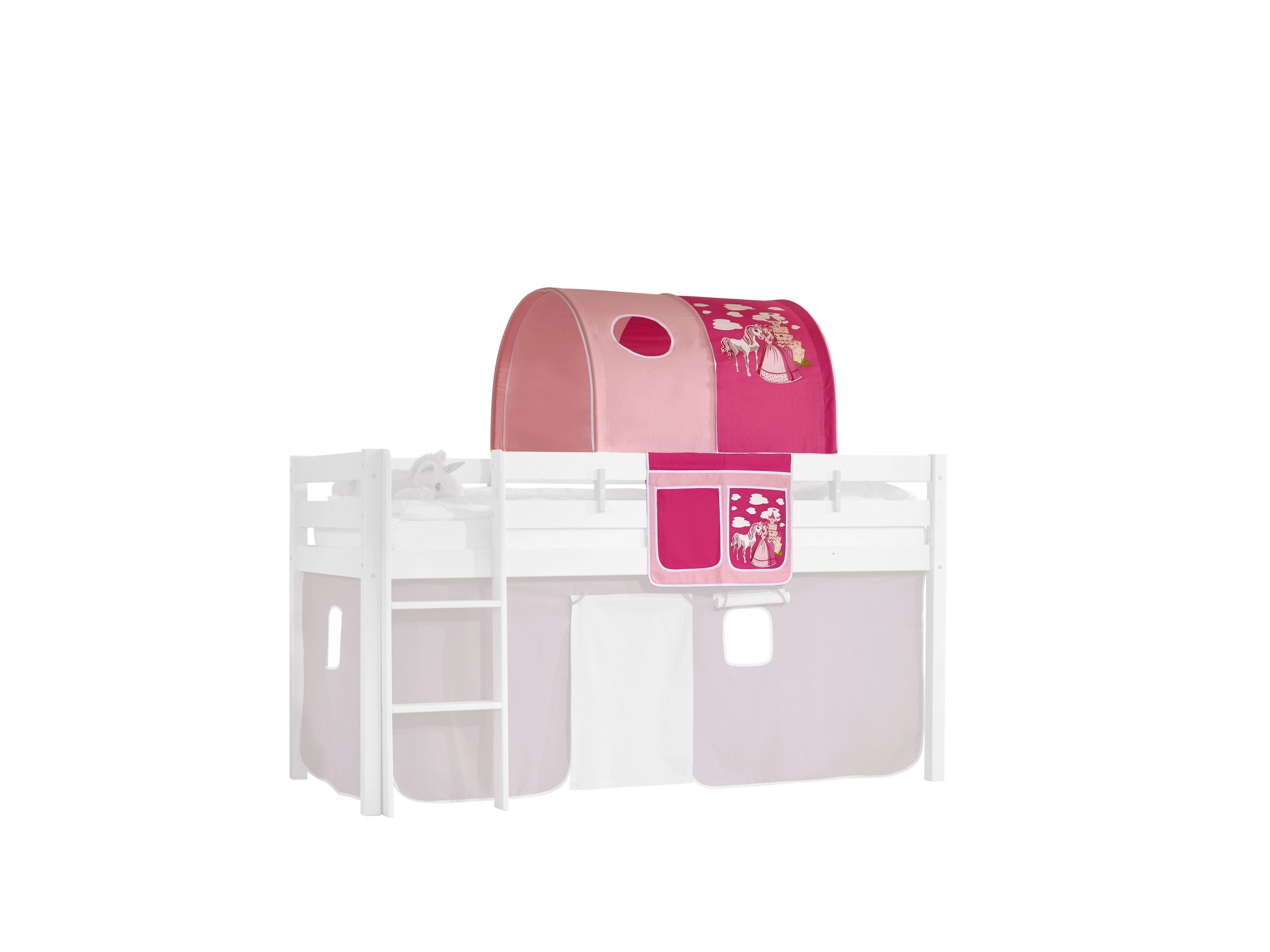 Tunnel Prinzessin inkl. 1 Sichtfenster mit Bett-Tasche 100% Baumwolle und bei 30° waschbar pink - rosa