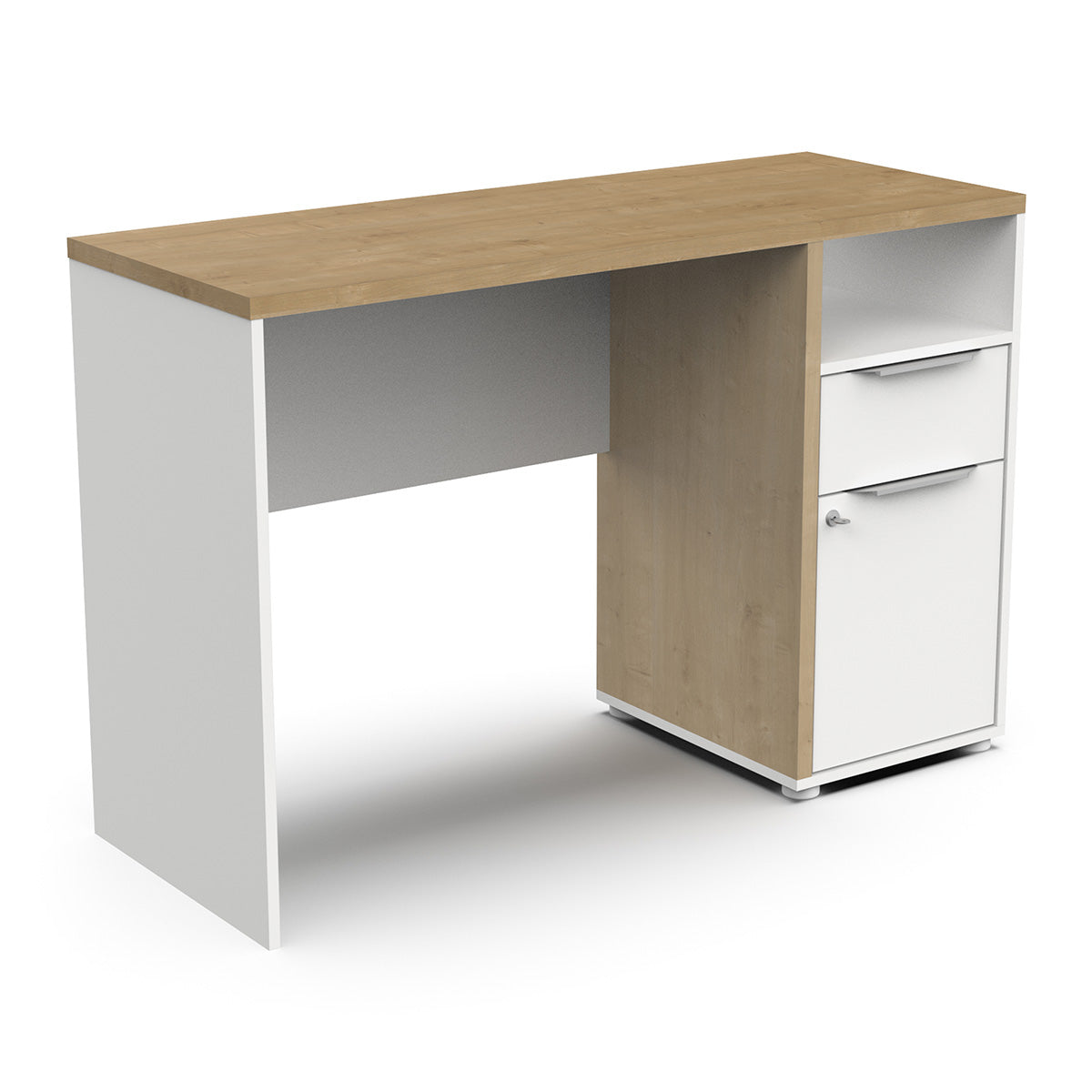 Schreibtisch Access 116 x 45 cm weiß / braun inkl. Schublade und abschließbarer Tür