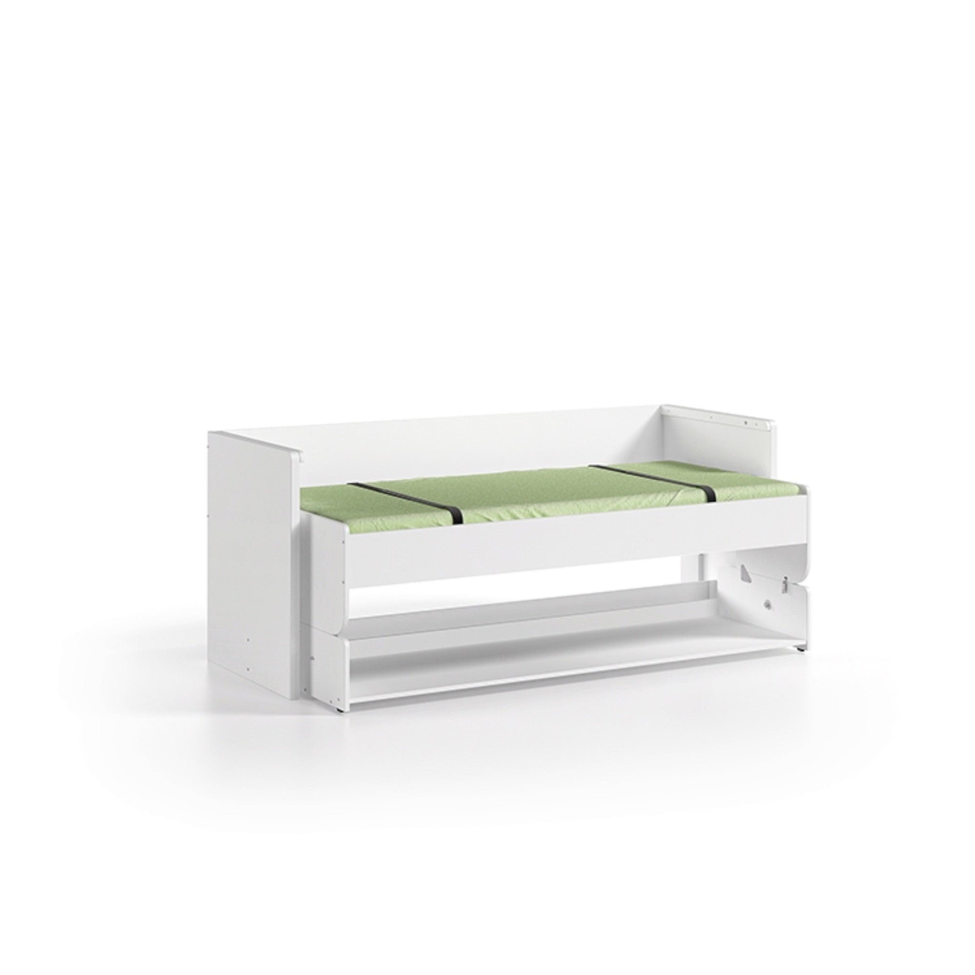 Funktionsbett Abiodun Vipack inklusive Bodenplatte und Schreibtisch aus MDF Holz weiß in 90*200 cm