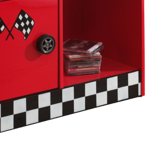 Regal Emilio Vipack mit 6 Fächern inklusive 3 Drehtüren aus hochwertigem MDF Holz rot Racing-Design