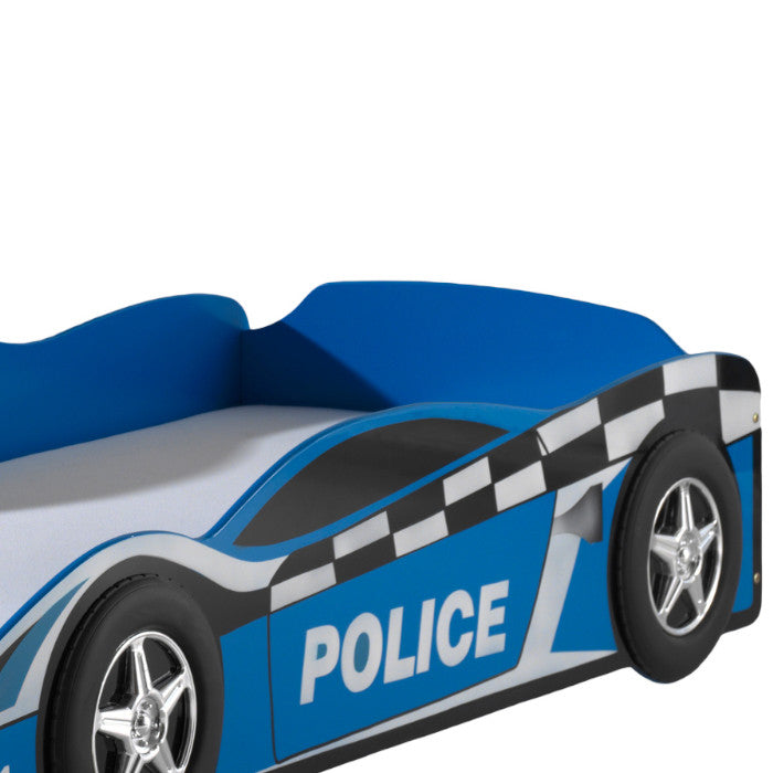 Autobett Carlos Vipack inklusive Lattenrost aus hochwertigem MDF Holz Polizei-Design blau 70*140 cm