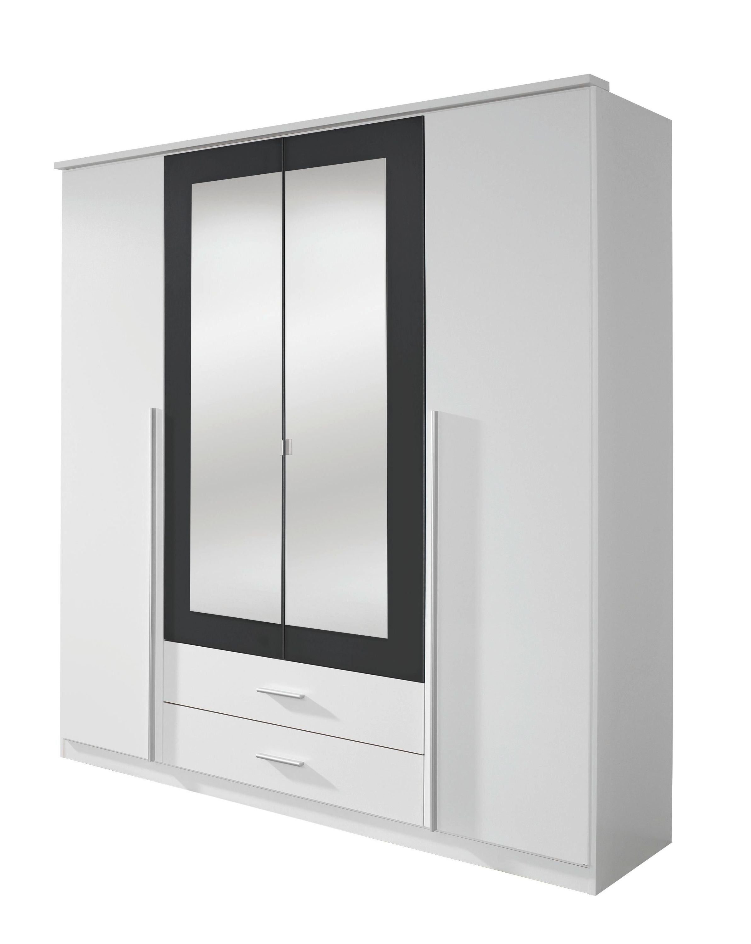 Kleiderschrank Basti weiß - grau 4 Türen B 181 cm