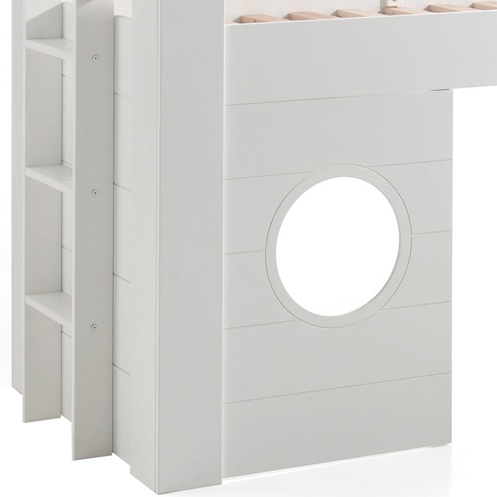 Hochbett Kerem Vipack Hütten-Design inklusive Rolllattenrost aus hochwertigem MDF Holz weiß in 90*200 cm