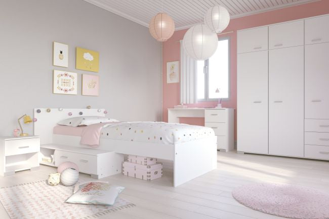 Jugendzimmer Galaxy 152 Parisot 4-tlg inkl. Bett + Kleiderschrank + Nachtkommode + Schreibtisch weiß