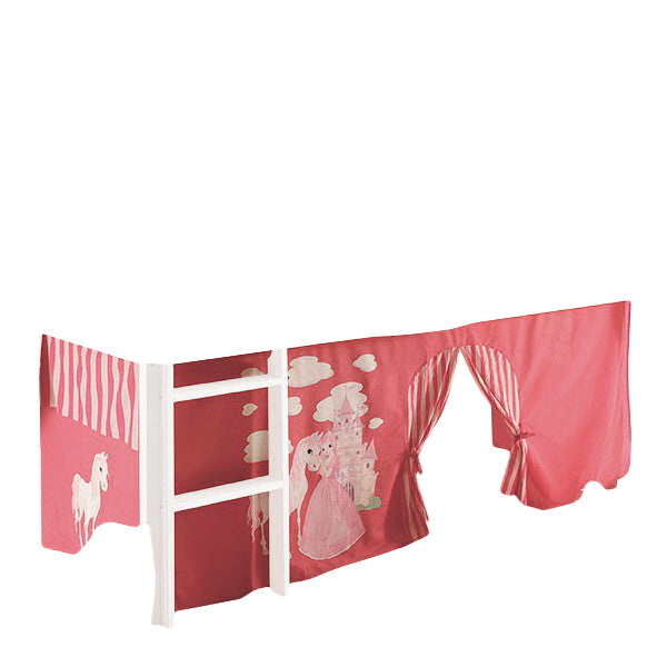 Vorhang Prinzessin 3-tlg 100% Baumwolle pink weiß inklusive Befestigung (2x Klettband) waschbar 30°