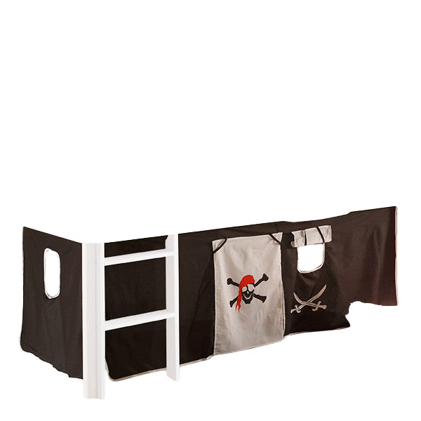 Vorhang Pirat 3-tlg 100% Baumwolle schwarz - weiß inkl. Befestigung ( 2x Klettband ) waschbar 30°C