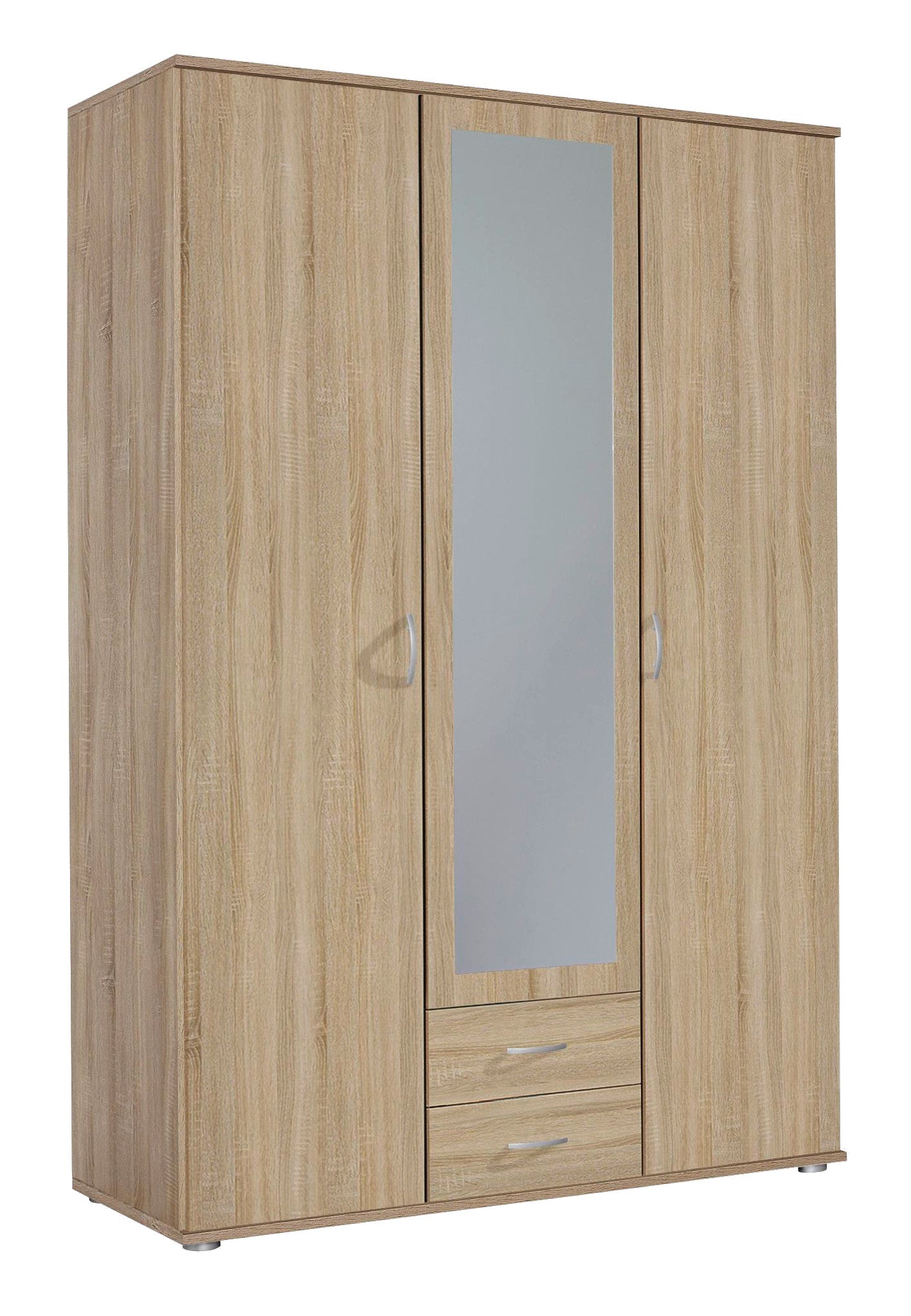 Kleiderschrank Sara 3-trg mit 1 Spiegelfront beige B 127 cm - H 188 cm - T 52 cm