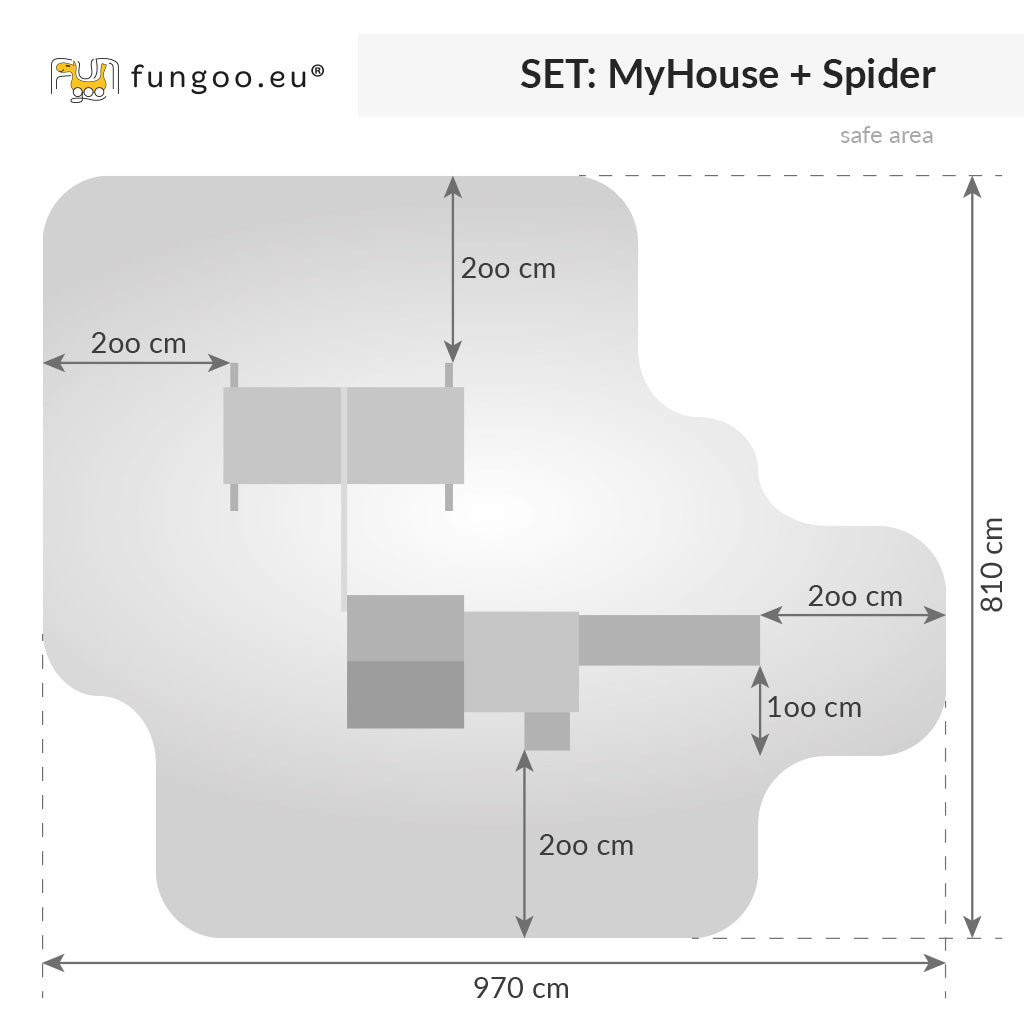 Spielturm Fungoo MyHouse Spider+ inkl. Rutsche, Schaukel und Kletterwand