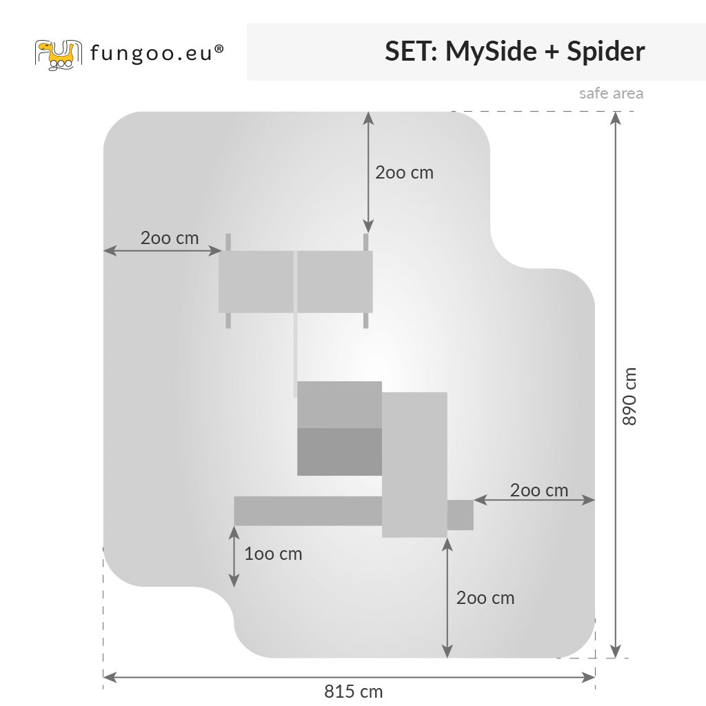 Spielturm Fungoo MySide Spider+ inkl. Rutsche, Haus, Kletterwand und Schaukel