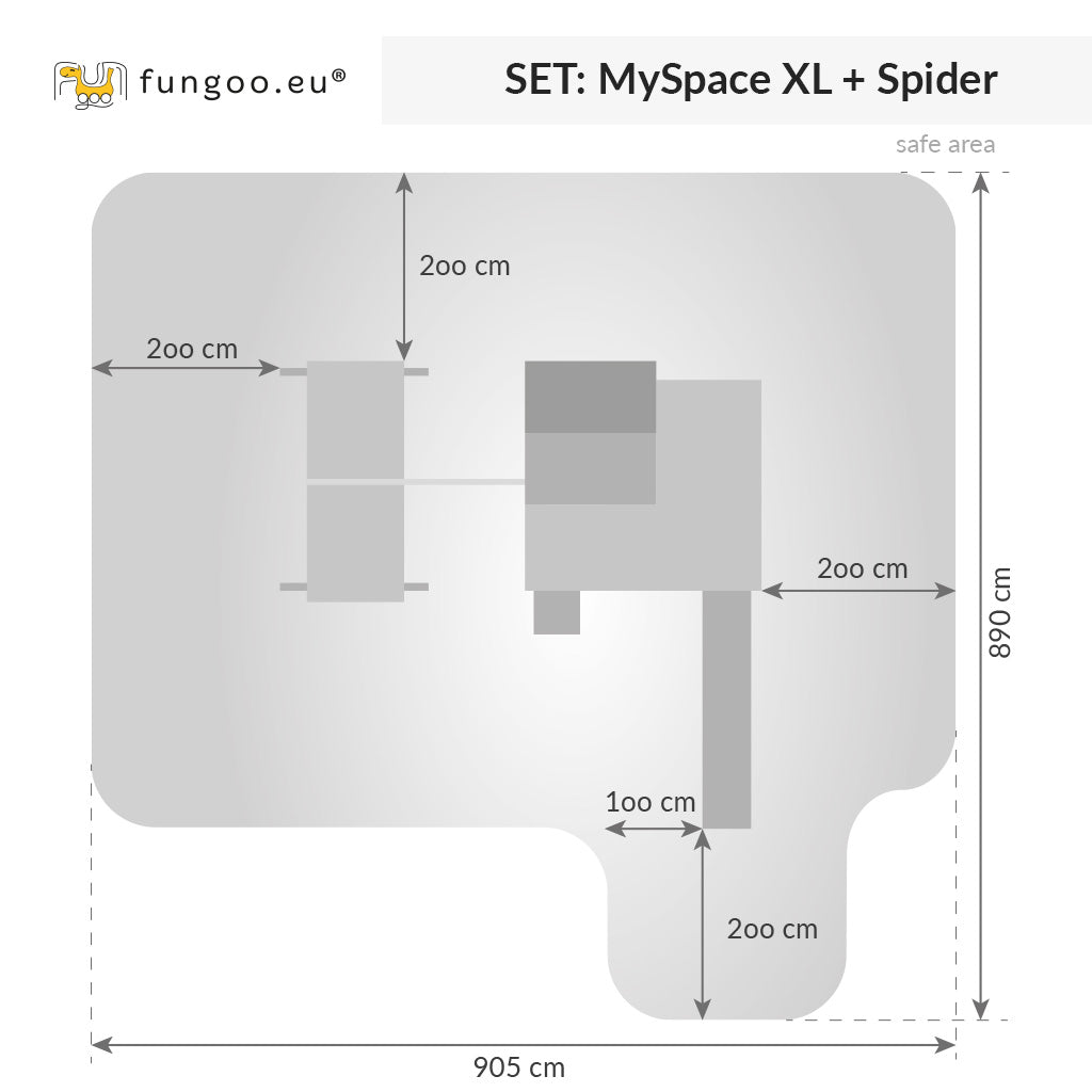 Spielturm Fungoo MySpace XL Spider inkl. Rutsche, Schaukel, Kletterwand und Kletterseil