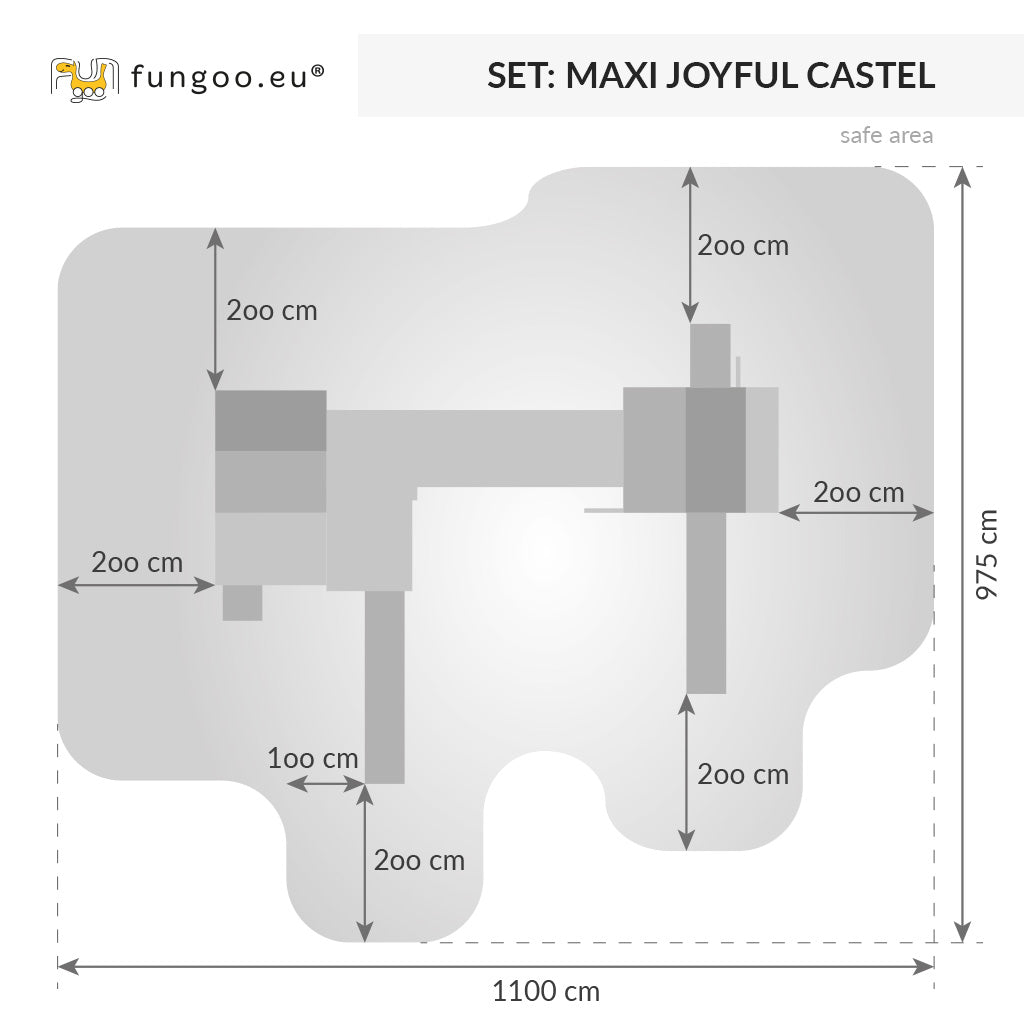 Spielturm Fungoo Maxi Set Joyful Castel inkl. 2 Rutschen, Brücke, Kletterwand und Kletterseil