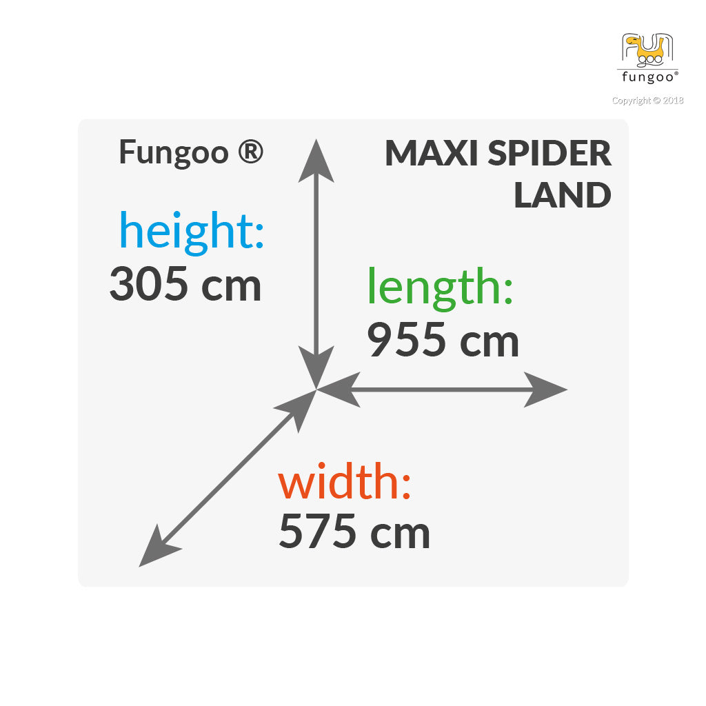 Spielturm Fungoo Maxi Set Spider Land inkl. 2 Rutschen, Schaukel, Kletterwände und Kletterseile