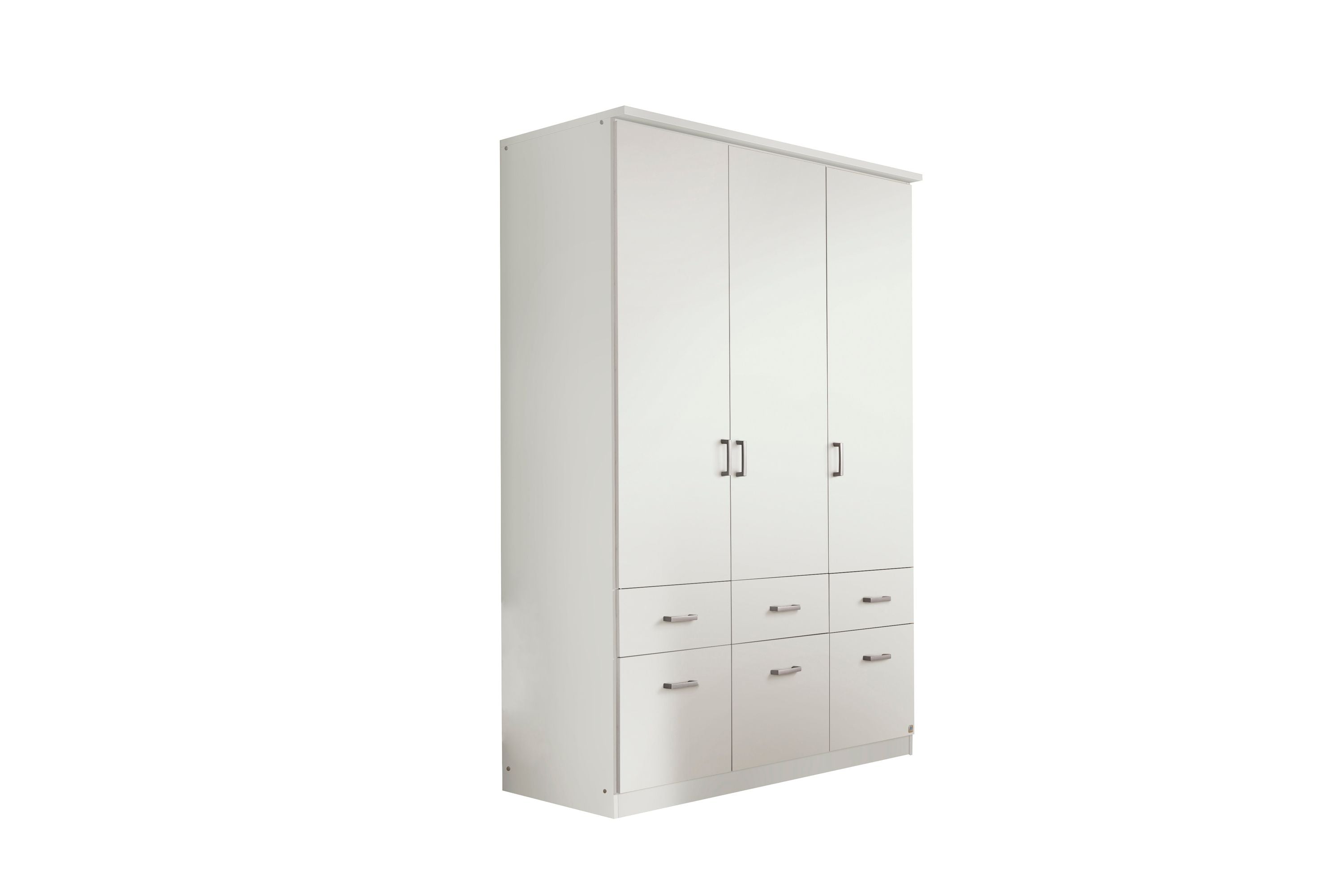 Kleiderschrank Dilan 3-trg mit Aufsatz + 6 Schubladen 3-trg weiß B 136 cm - H 199 cm - T 56 cm