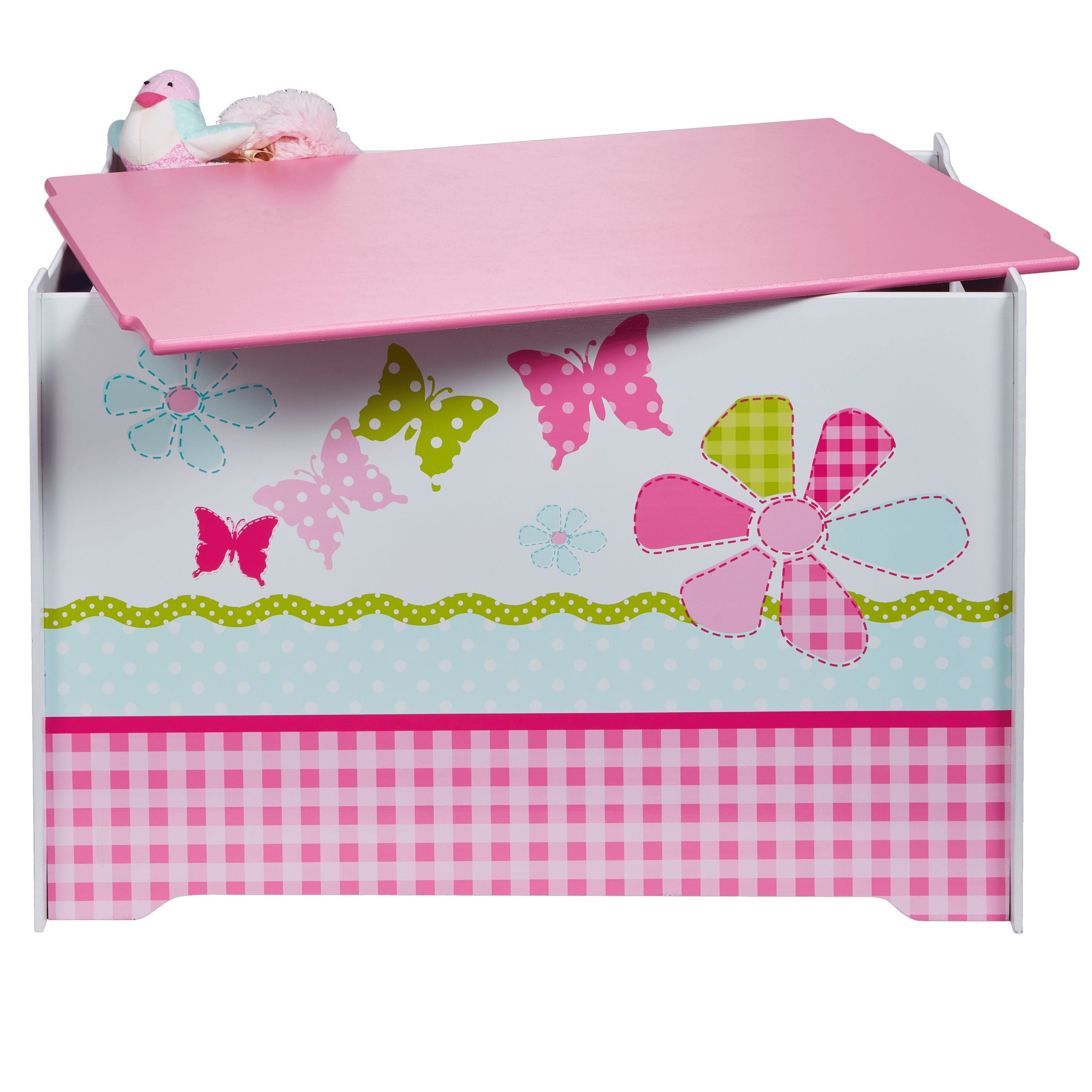 Schmetterlinge & Blumen Spielzeugkiste Rosa für Kinder – Aufbewahrungsbox für das Kinderzimmer