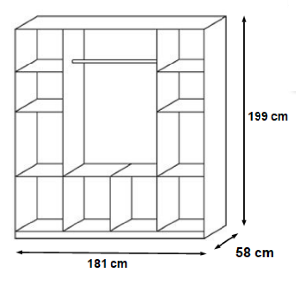 Kleiderschrank Joris braun-weiß  4 Türen B 181 cm