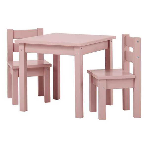 Hoppekids Kindersitzgruppe MADS mit 1 Stuhl und 1 Tisch aus massivem Kiefernholz und MDF-Holz rosa