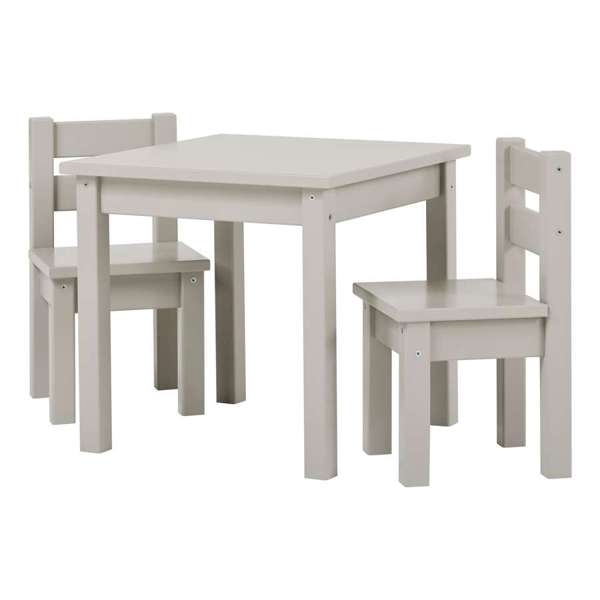 Hoppekids Kindersitzgruppe MADS mit 1 Stuhl und 1 Tisch aus massivem Kiefernholz und MDF-Holz grau