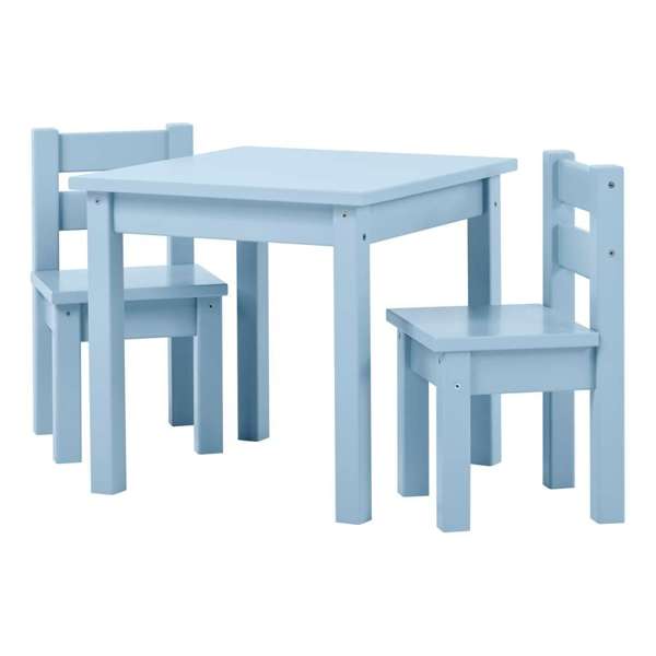 Hoppekids Kindersitzgruppe MADS mit 3 Stühlen und 1 Tisch aus massivem Kiefernholz und MDF-Holz blau