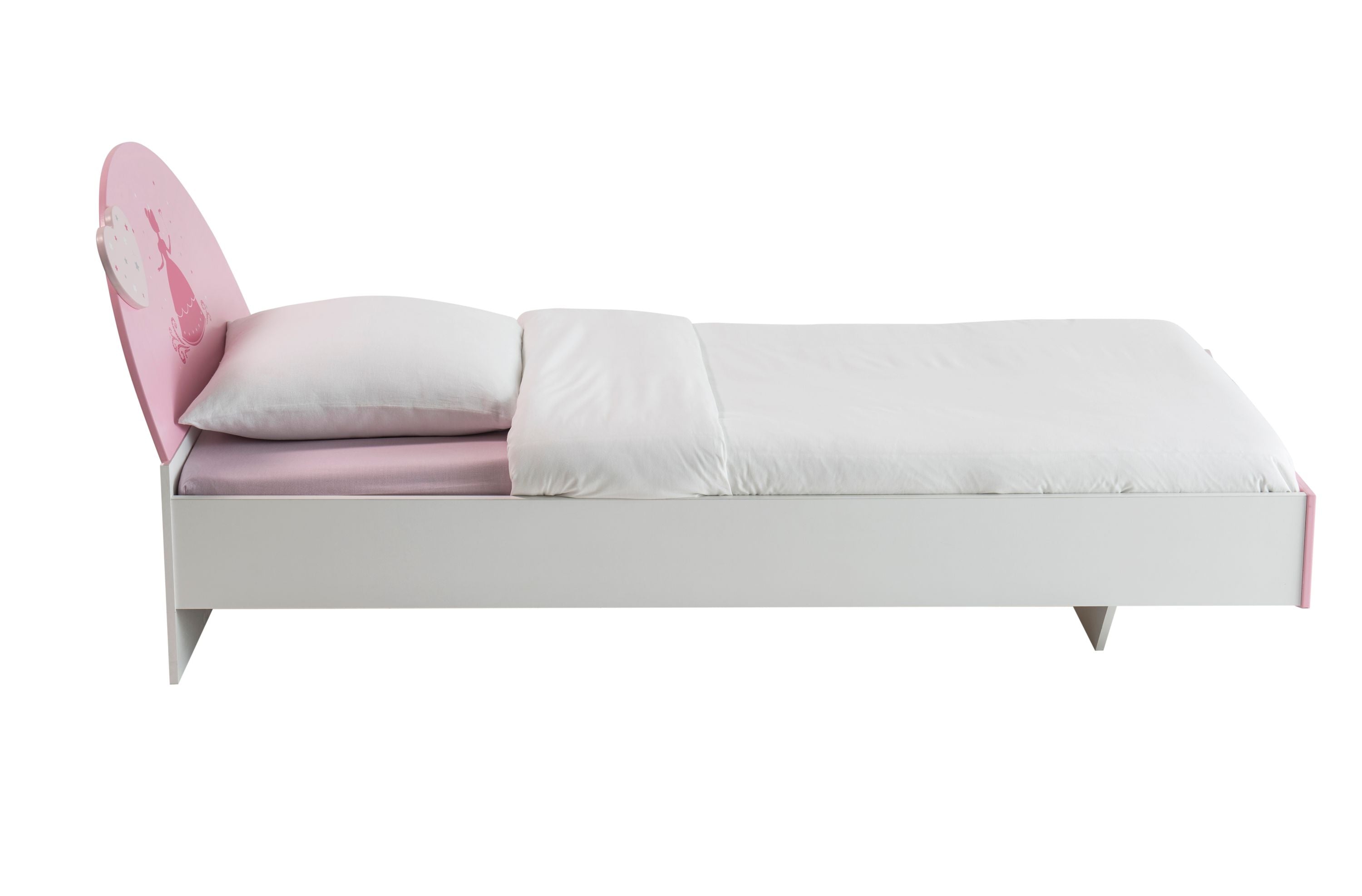 90*190 cm Kinderbett Lotte mit schönem geschwungenen Kopf- und Fußteil weiß - rosa