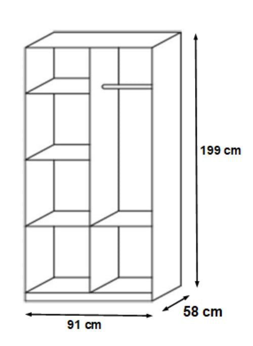 Kleiderschrank Joris Eiche Sanremo hell-weiß 2 Türen 4 Schubladen  B 91 cm - H 199 cm - T 58 cm