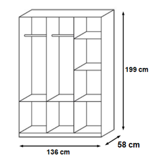 Kleiderschrank Joris braun-weiß Eiche Sonoma  3 Türen B 136 cm - H 199 cm - T 58 cm
