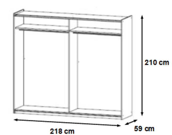 Schwebetürenschrank Pinar grau 2 Türen B 218 cm