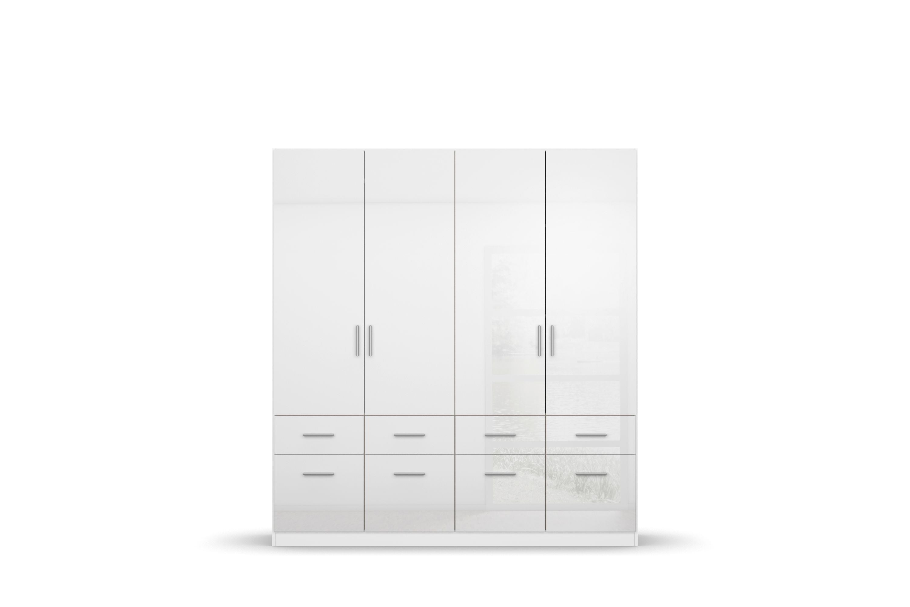Kleiderschrank Ademaro hochglanz weiß 4 Türen B 181 cm