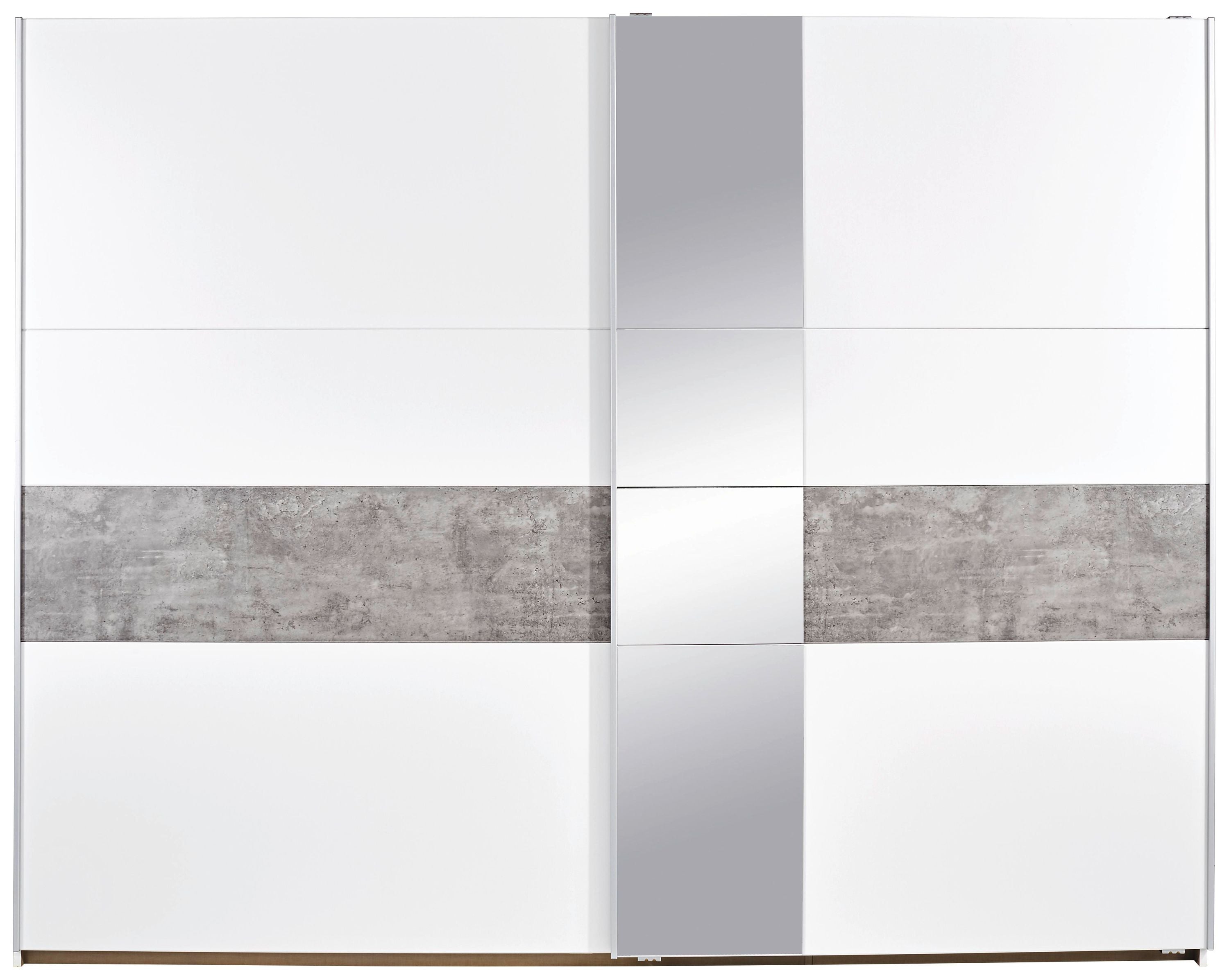 Schwebetürenschrank Pinar weiß - grau 2 Türen B 261 cm