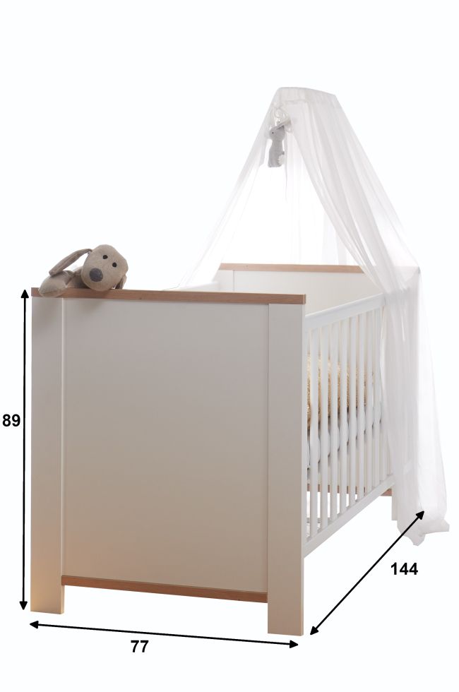 Babyzimmer Adele 5-tlg Babybett Wickelkommode Kleiderschrank Beistellschrank weiß - braun