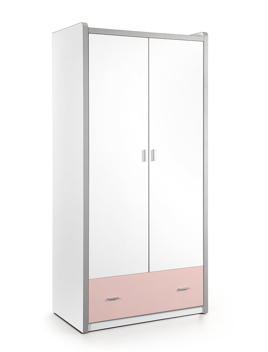 Kleiderschrank Valerie 2-trg weiß - rosa B 97 cm - H 202 cm - T 60 cm