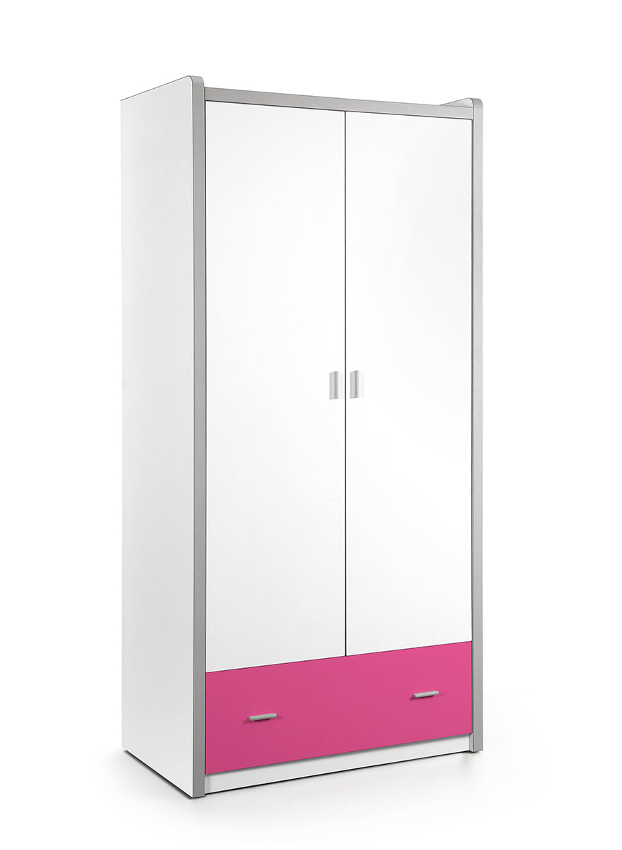 Kleiderschrank Valerie 2-trg weiß - pink B 97 cm - H 202 cm - T 60 cm