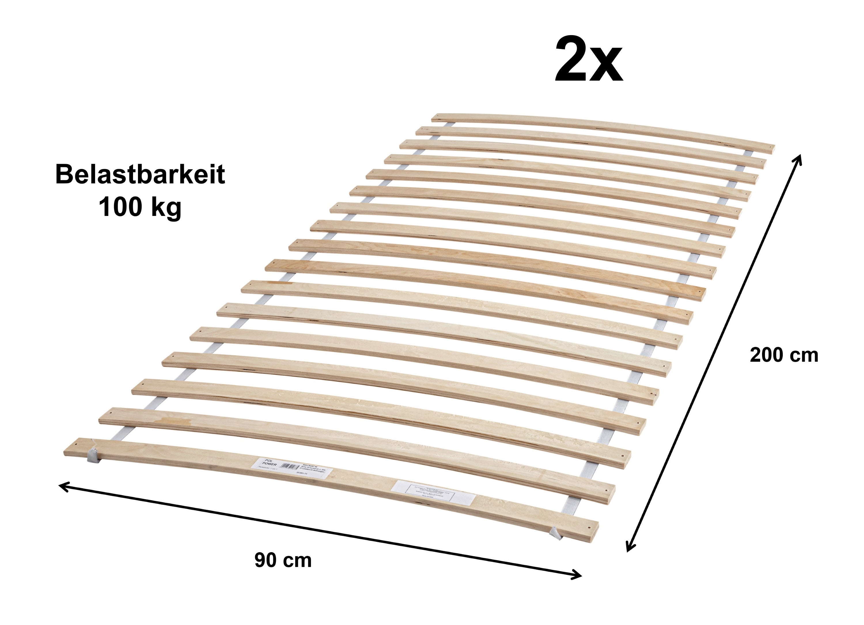 Doppelpack Rollrost Rolly 90*200 cm 17 flexible Feder-Holzleisten Birke massiv