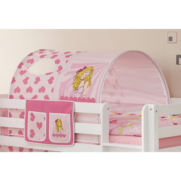 Tunnel Herzchen + Bett-Tasche inkl. 1 Sichtfenster 100% Baumwolle und bei 30° waschbar pink