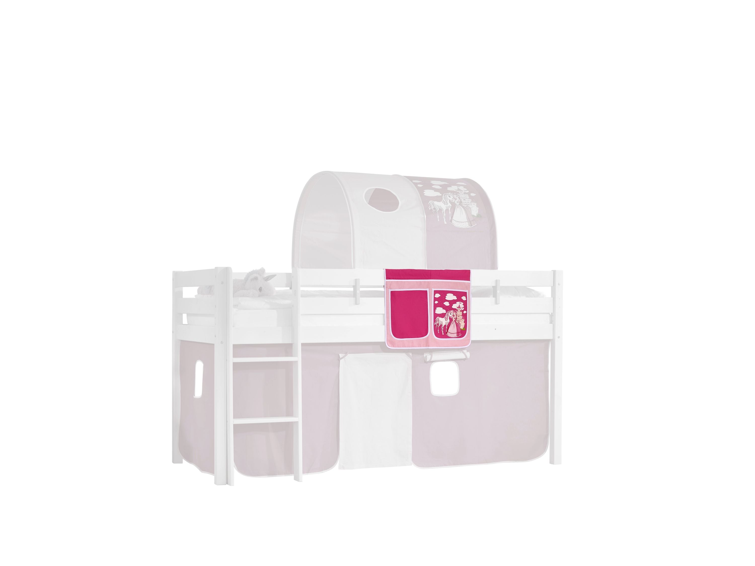 Bett-Tasche für Hoch- & Etagenbetten mit 2 Fächer 100 % Baumwolle rosa pink Prinzessin
