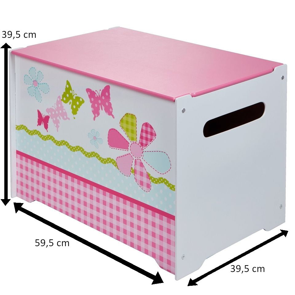 Schmetterlinge & Blumen Spielzeugkiste Rosa für Kinder – Aufbewahrungsbox für das Kinderzimmer