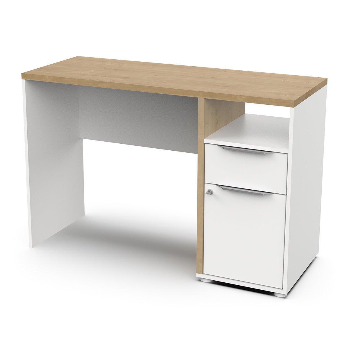 Schreibtisch Access 116 x 45 cm weiß / braun inkl. Schublade und abschließbarer Tür