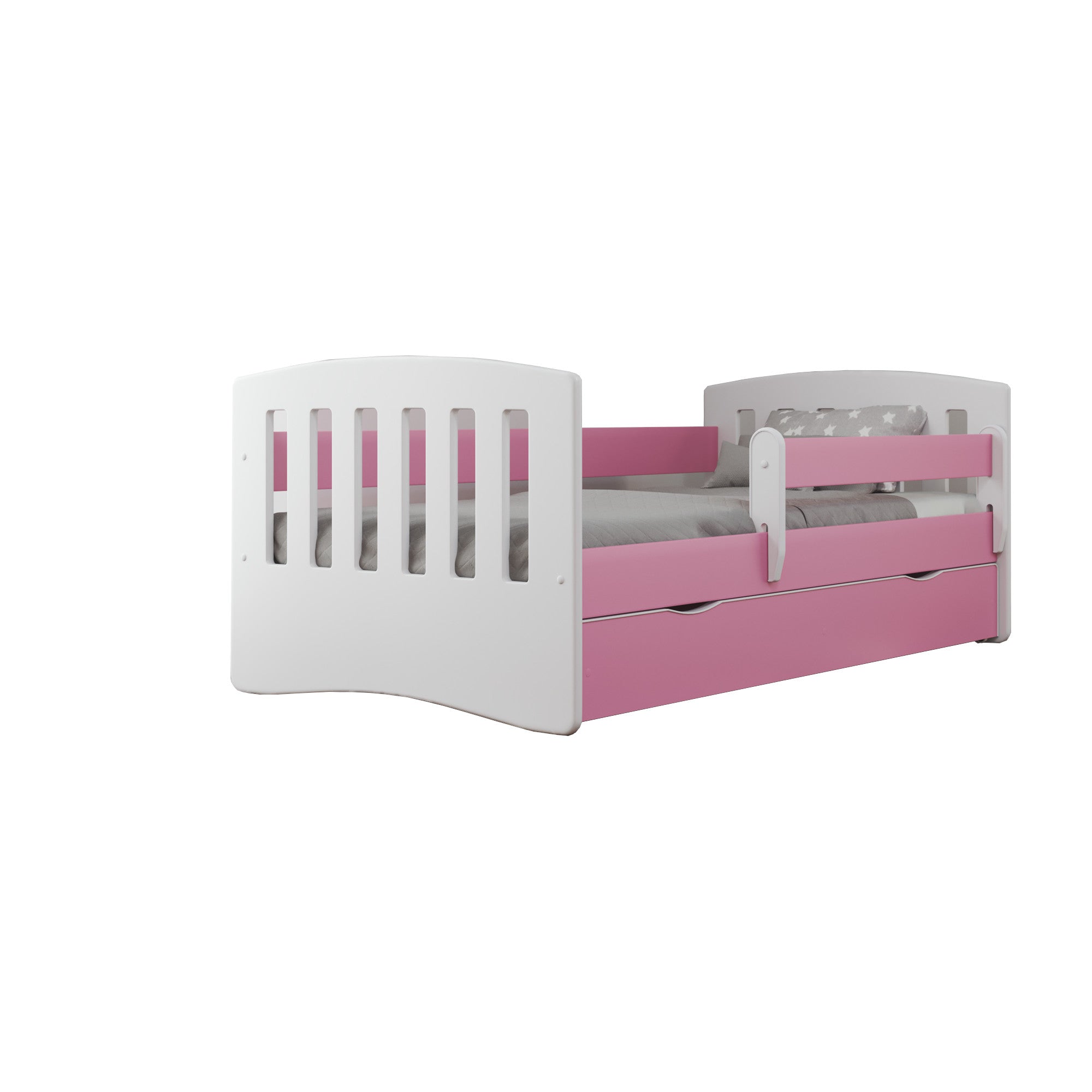 Kinderbett Robin inkl. Rollrost + Matratze + Bettschublade in pink