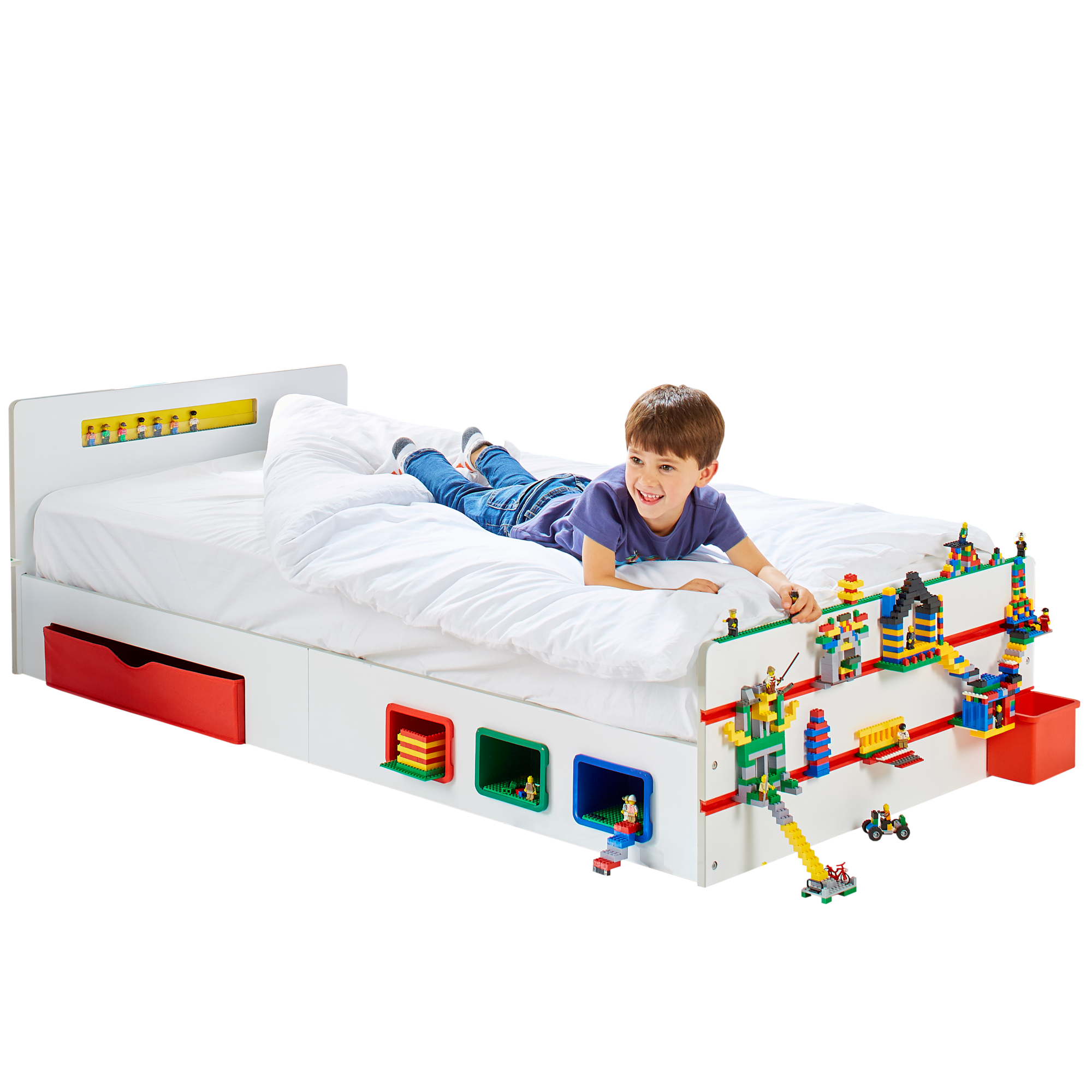 Kinderbett Room 2 Build: Einzelbett Aufbewahrungslösung inkl. Rost 90*200 cm