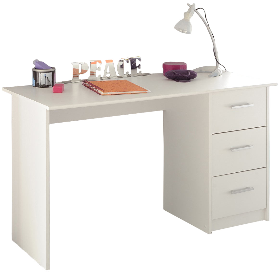 Schreibtisch Infinity 101 mit 3 geräumigen Schubladen 121 x 55 cm Parisot weiß