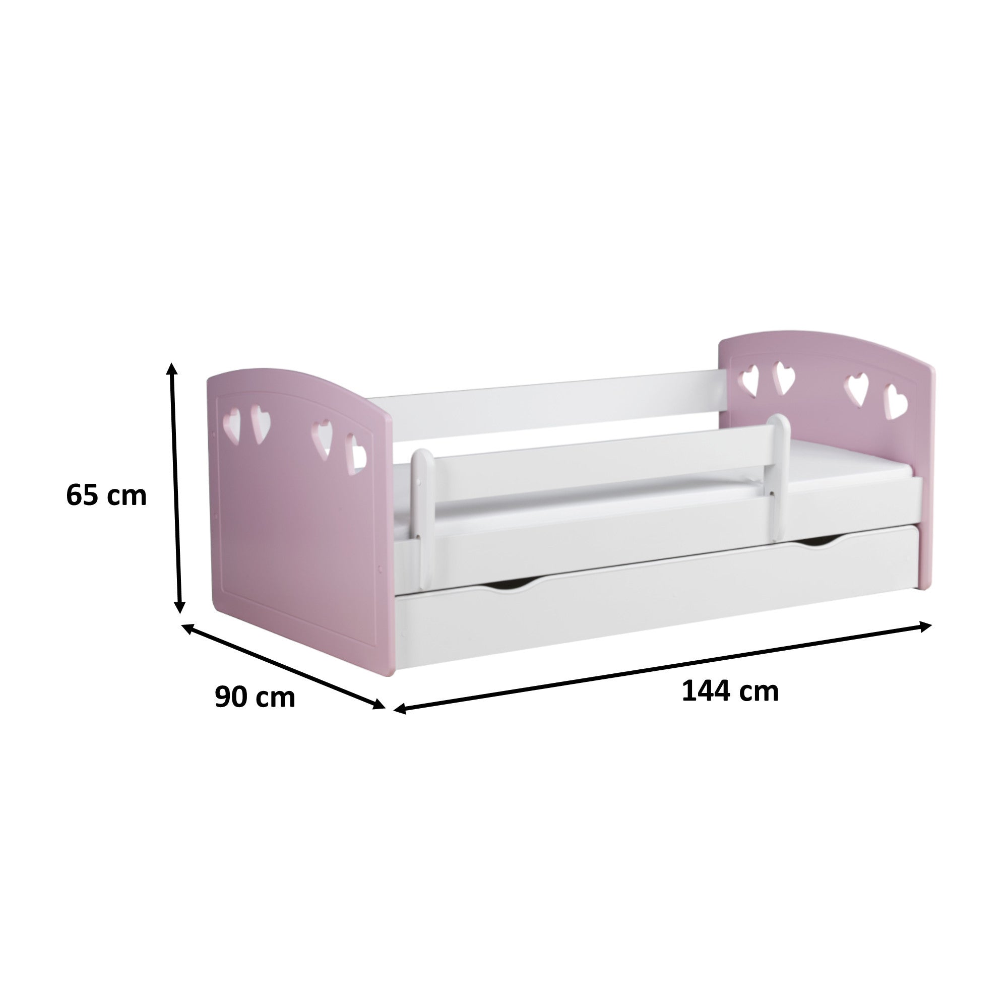 Kinderbett Antonia inkl. Rollrost + Matratze + Bettschublade in pink 80*140, 80*160 oder 80*180 cm