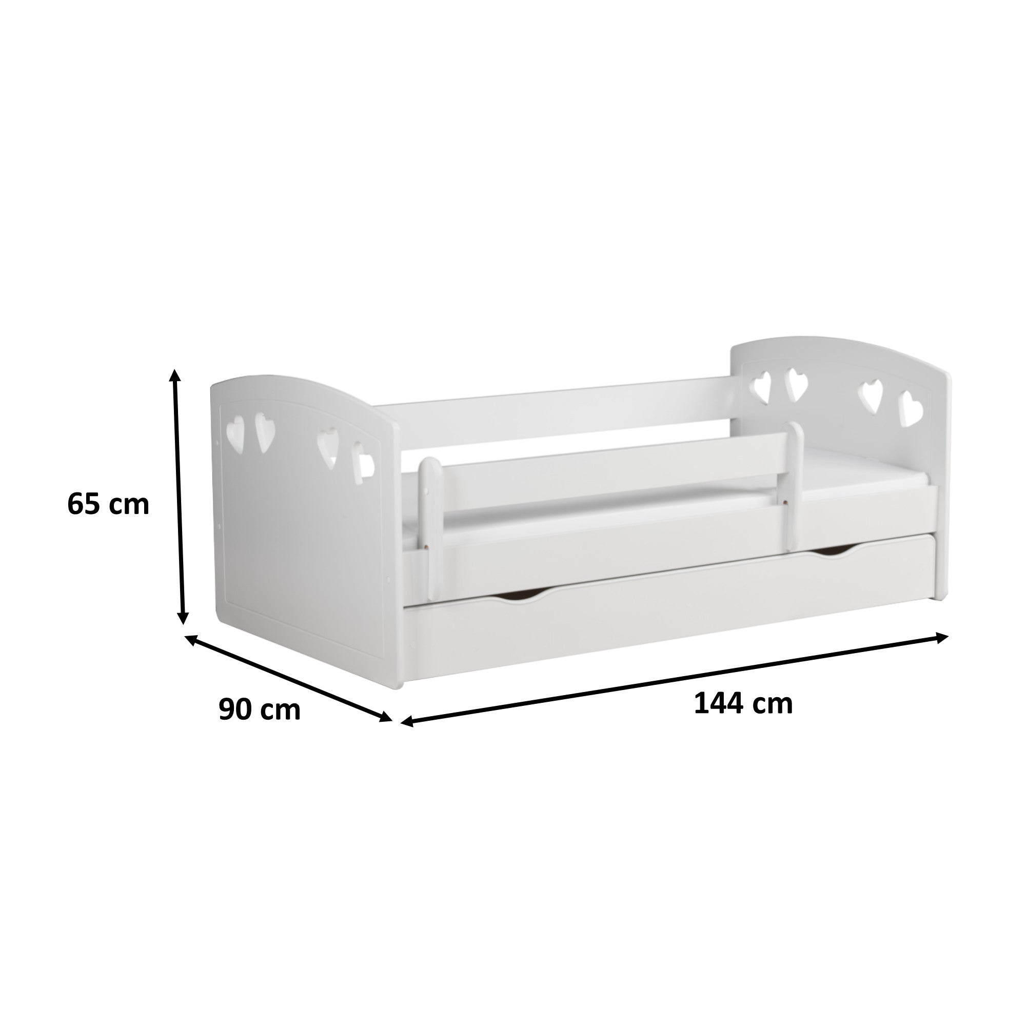 Kinderbett Antonia inkl. Rollrost + Matratze + Bettschublade in weiß 80*140, 80*160 oder 80*180 cm