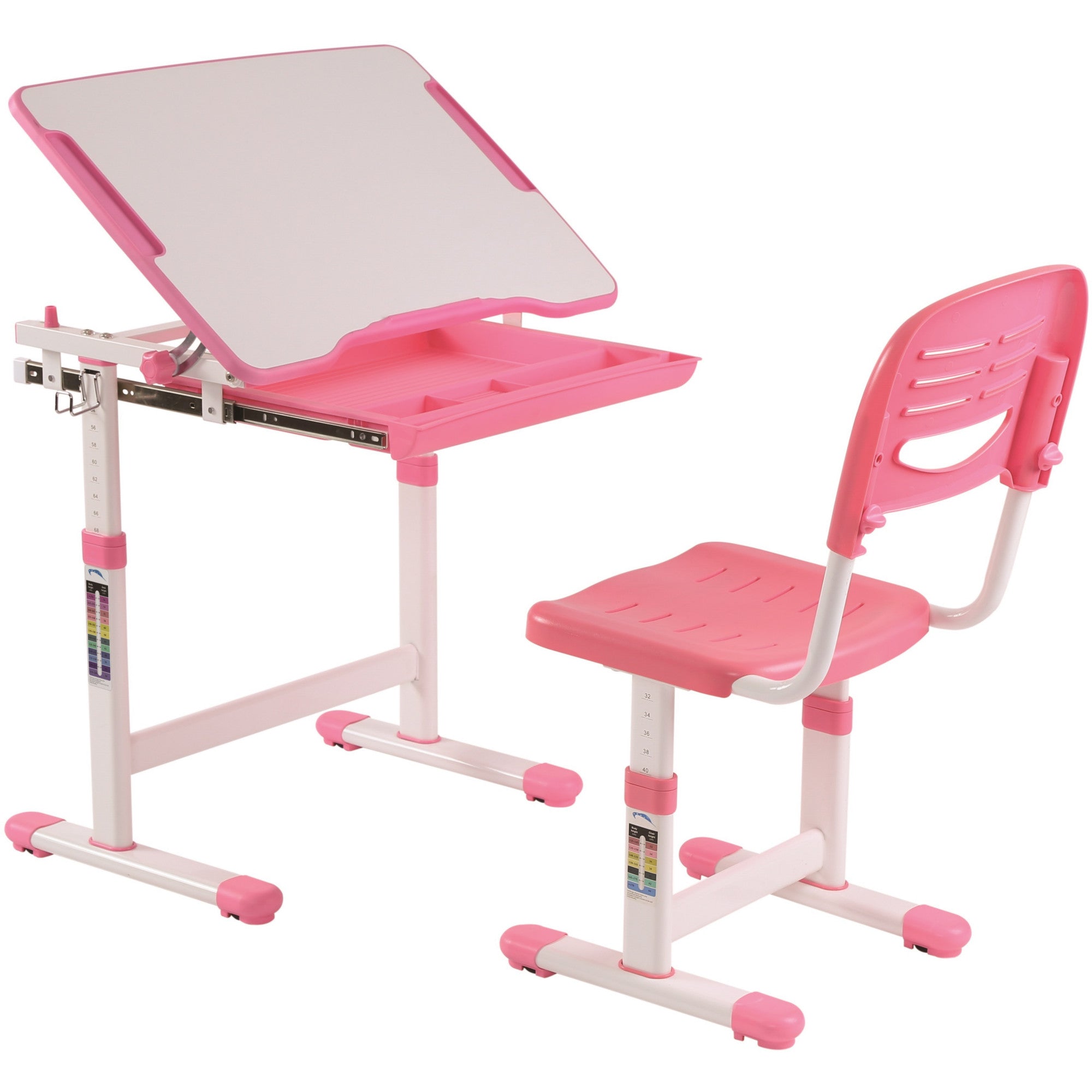 Schreibtischset Evren Vipack inkl Schreibtisch + Stuhl Metallrohrgestell B:70 cm H:54-76 cm T:47,4 cm