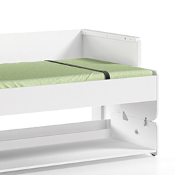 Funktionsbett Abiodun Vipack inklusive Bodenplatte und Schreibtisch aus MDF Holz weiß in 90*200 cm