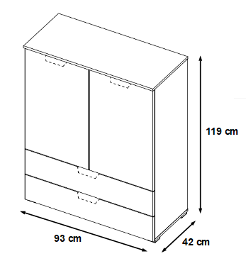 Kommode Hannah mit 2 Türen + 2 Schubladen mit Softclose-Funktion B 93 cm H 119 cm weiß