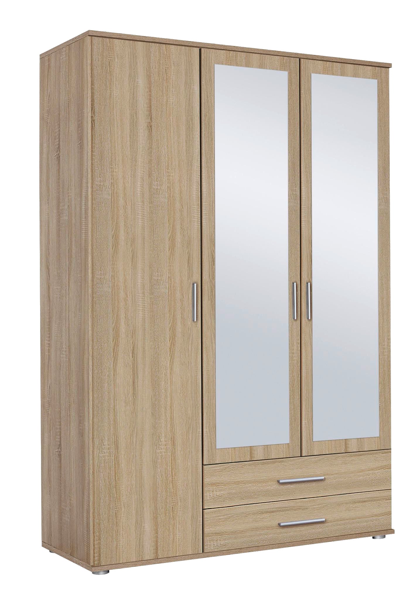 Kleiderschrank Rasa 3-trg mit 2 Spiegeltüren + 2 Schubladen beige B 127 cm - H 188 cm - T 52 cm