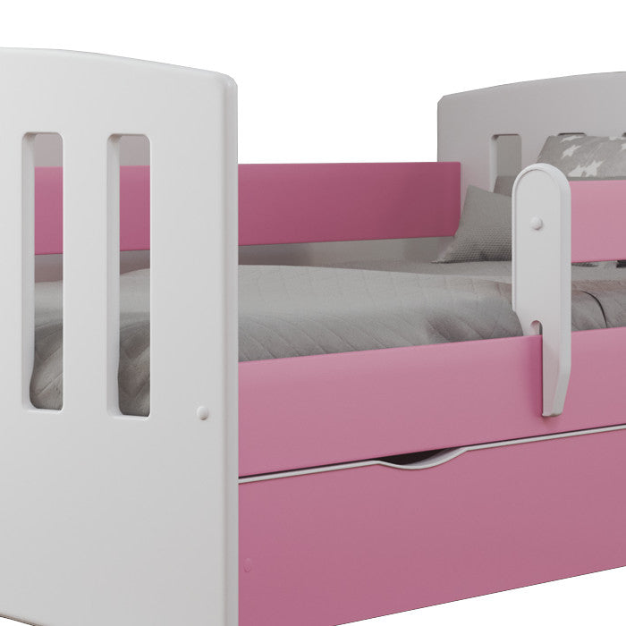 Kinderbett Robin inkl. Rollrost + Matratze + Bettschublade in pink 80*140, 80*160 oder 80*180 cm