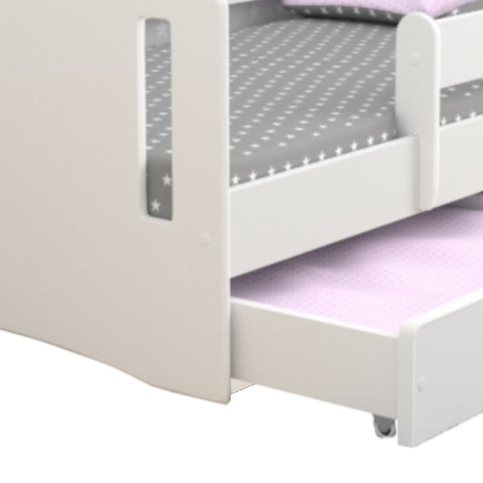 Kinderbett Angel inkl. Rollrost + Matratze + Bettschublade in weiß