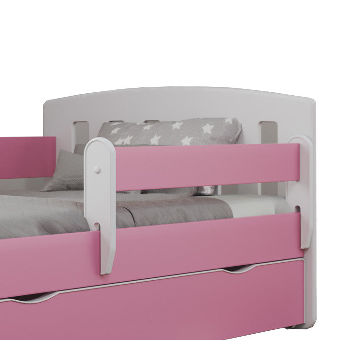 Kinderbett Robin inkl. Rollrost + Matratze + Bettschublade in pink